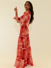 Cargar imagen en el visor de la galería, Long tie-dye skirt with gathers and lace
