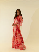 Cargar imagen en el visor de la galería, Long tie-dye skirt with gathers and lace
